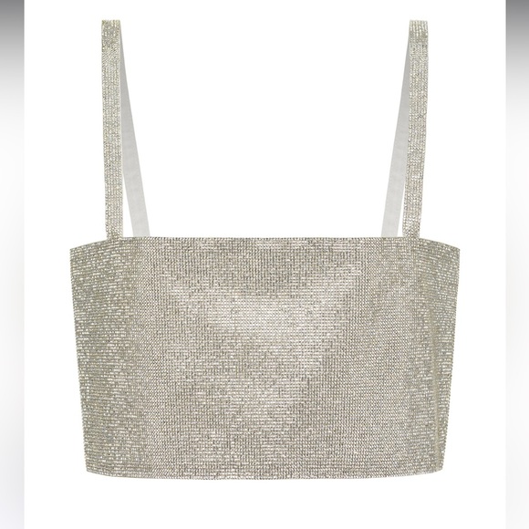 NWT Silver Rhinestone Crop Top - Picture 3 of 6